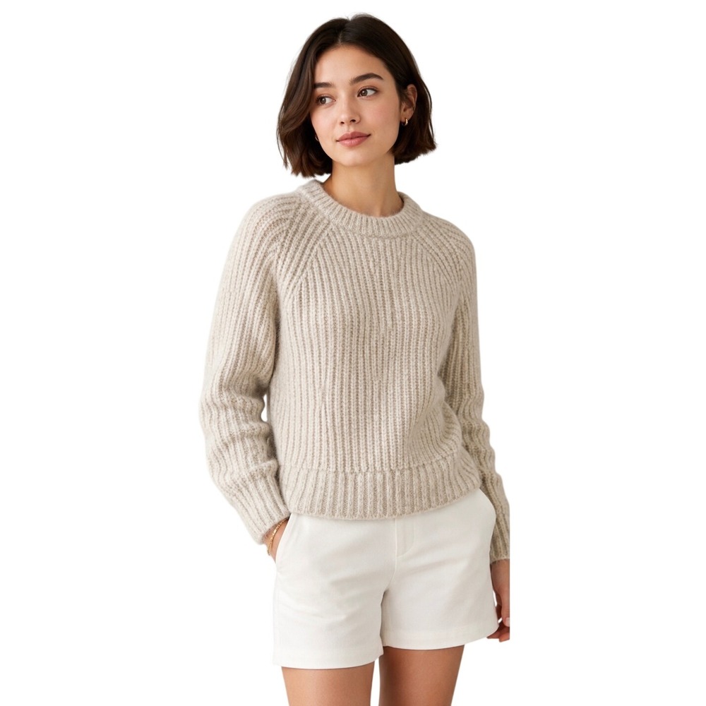 AYR Alpaca Merino Wool Chunky Knit Sweater XS Oatmeal Coastal Minimalist capsule